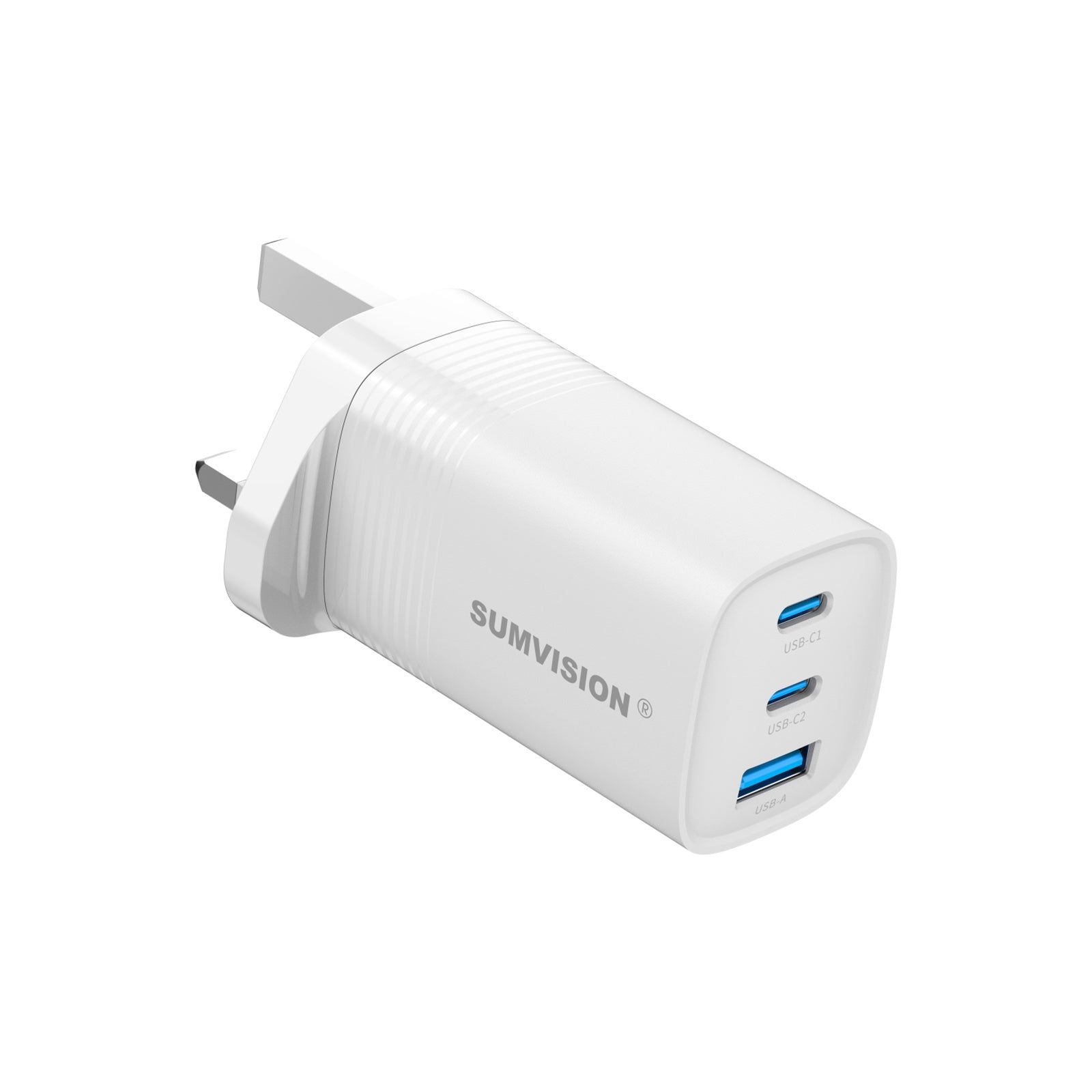 SUMVISION Universal 3 Port USB Laptop Wall Charger, 65W, GaN, Multiport USB Connections with Type-C, USB-A QC 3.0 Fast Charge & USB-A, Includes UK Plug, Suitable for USB-C Laptop Charging, UK Design and Free UK Tech Support-PCR Business Solutions Ltd
